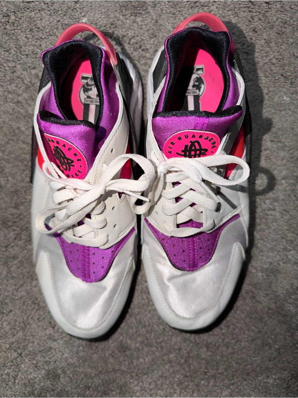 Nike Women’s White Sneakers with Pink & Purple Details